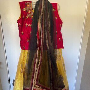 Indian Wedding Attire Shirt, Skirt, Dupatta